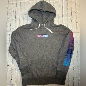 Hollister Gray Hoodie with Multicolor Logo